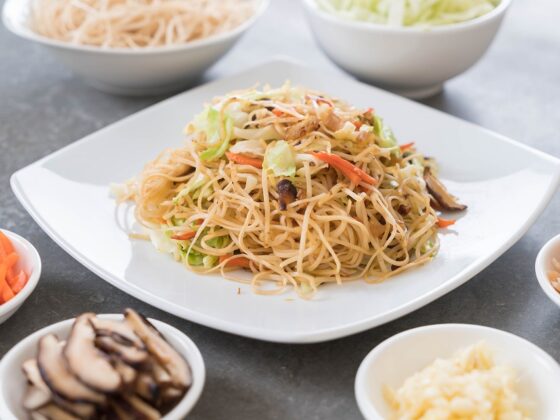 fried noodles on plate